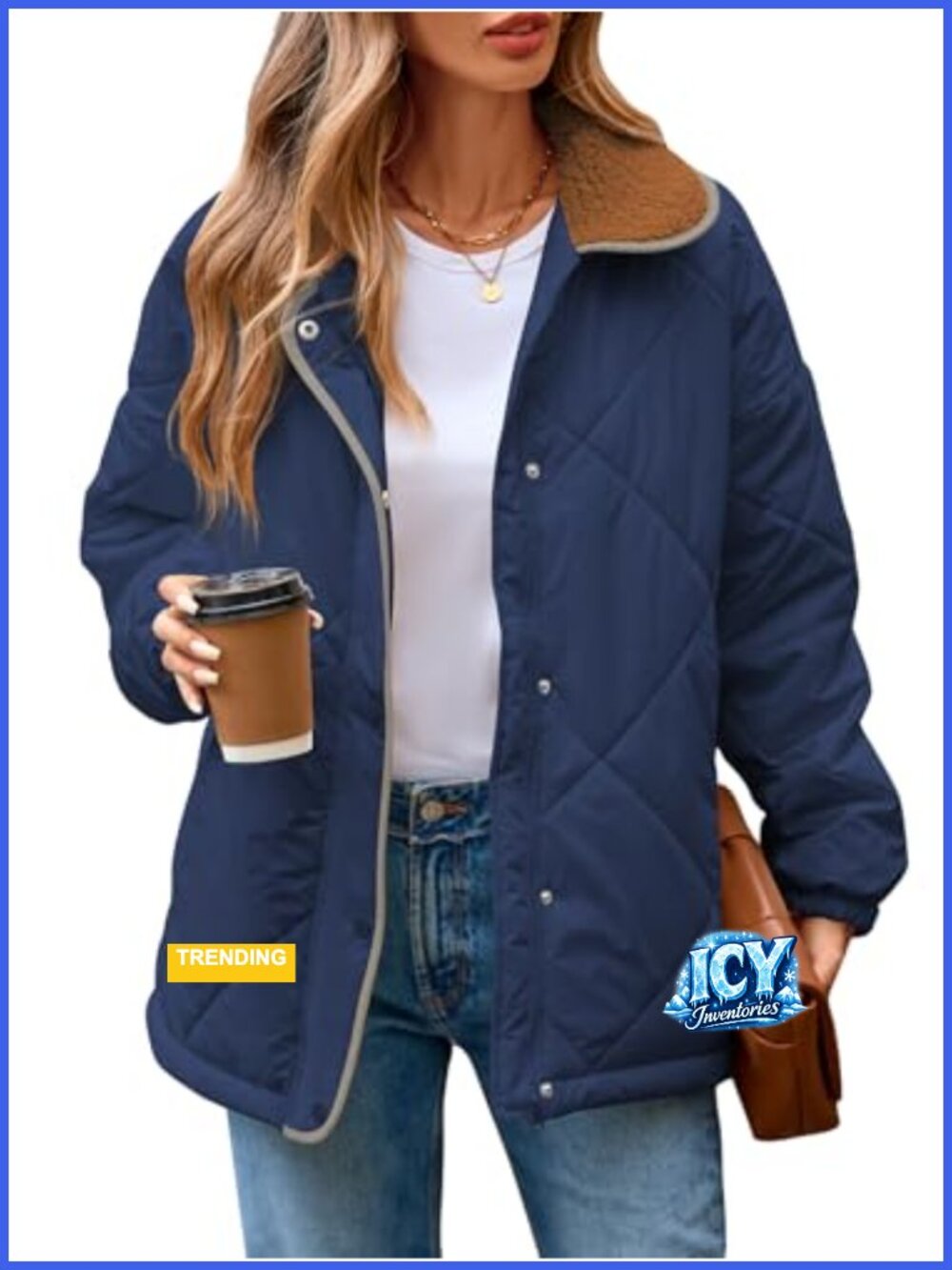 Women's Quilted Puffer Jacket Long Sleeve Zip Up Padded Coat